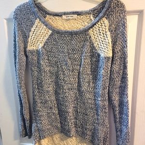 Pink Rose Blue & Cream Knit Sweater Size Small